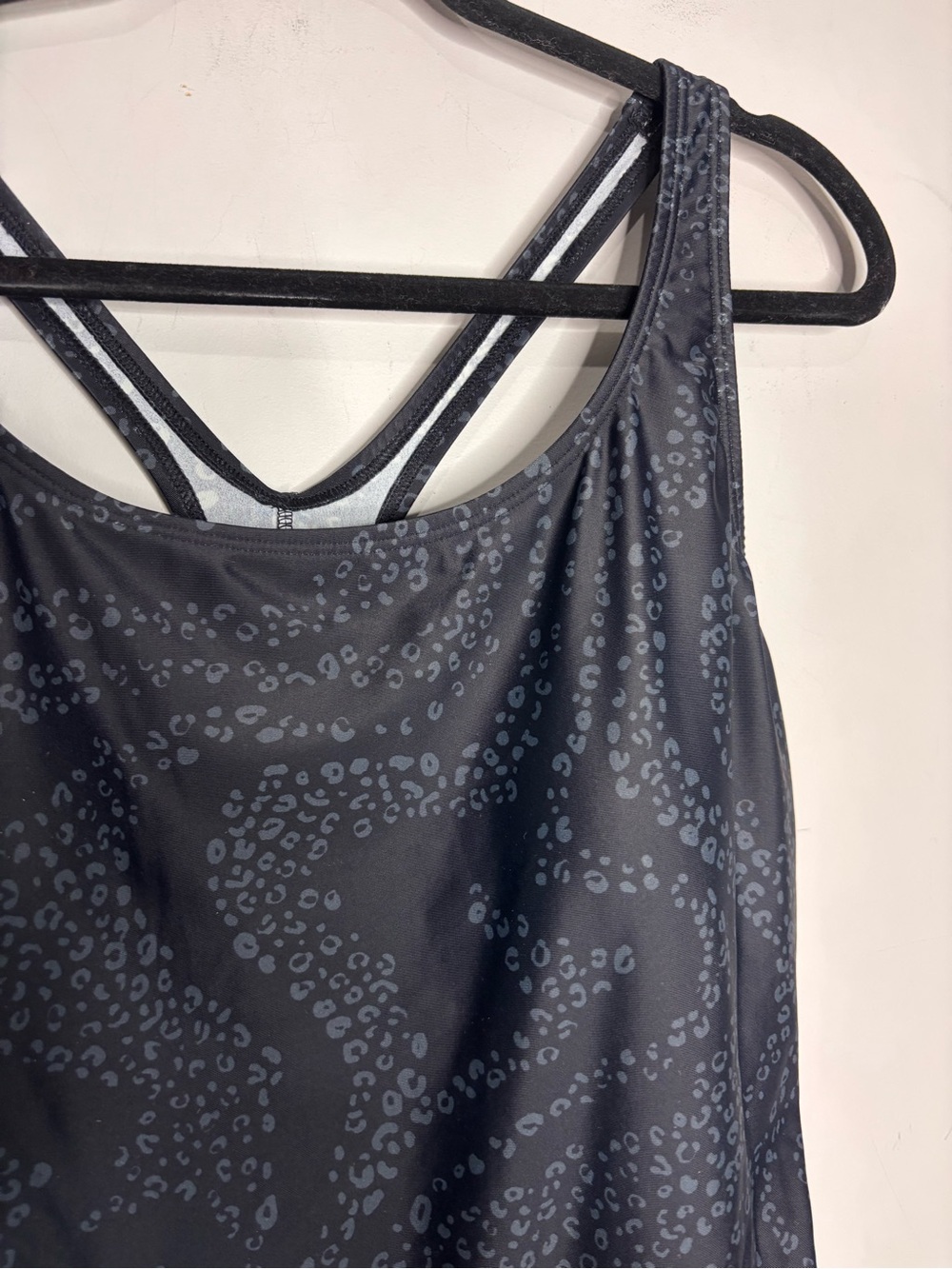 Speedo Black Subtle Leopard Print Racerback One Piece Swimsuit, Size 18 - Picture 4 of 14